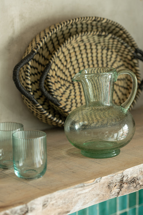 J-Line Kyle glas - drinkglas - transparant/groen - 6 stuks - woonaccessoires - vtwonen shop