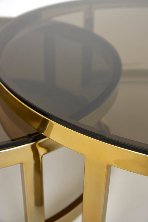 Light & Living salontafel MILAGRO - Ø100.5x36.5cm - goud - Set van 2