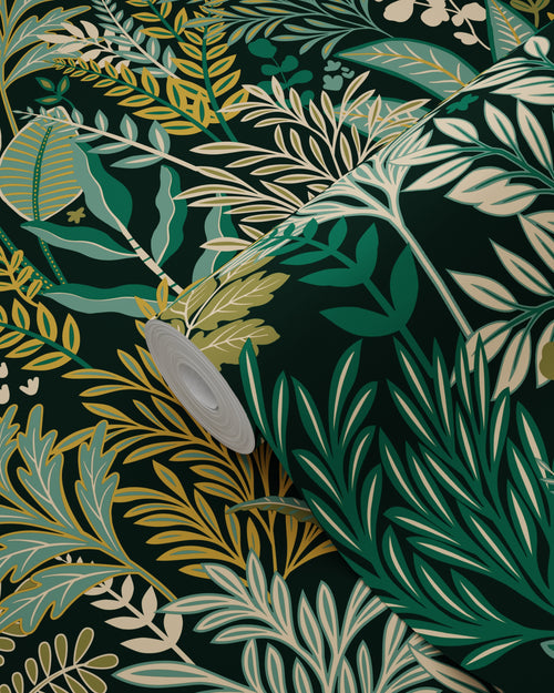 ESTAhome behang tropische bladeren en bloemen groen - 50 x 900 cm - 131661