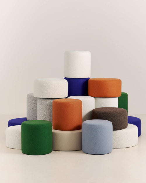 noo.ma Folk Pouf Wide - Baby Blue Wool