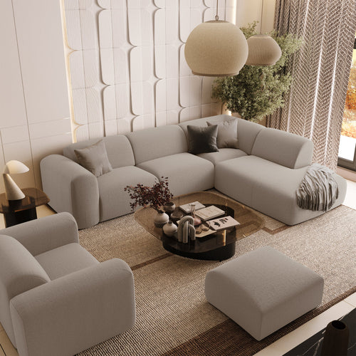 Sia Home - Rechte hoekbanken MYRA - Geweven stof - Beige - 269cm - vtwonen shop