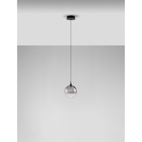 Nova Luce ORENDA Bolvormige hanglamp voor plafond, rookkleurig, matzwart, LED, 5W, 225lm, 3000K