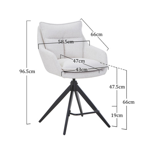 DÉJA Living Barkruk Manon - Beige - Draaibaar - 65cm - Set van 2