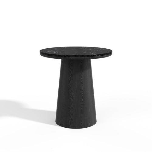 Premium Interiors - Bijzettafel VERO - multiplex en marmer zwart marmer en zwart hout 50cm