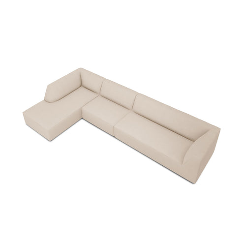 Cosmopolitan Design - Modulaire hoekbank links Siena 5-zits, structurele stof beige - 180x366x69cm