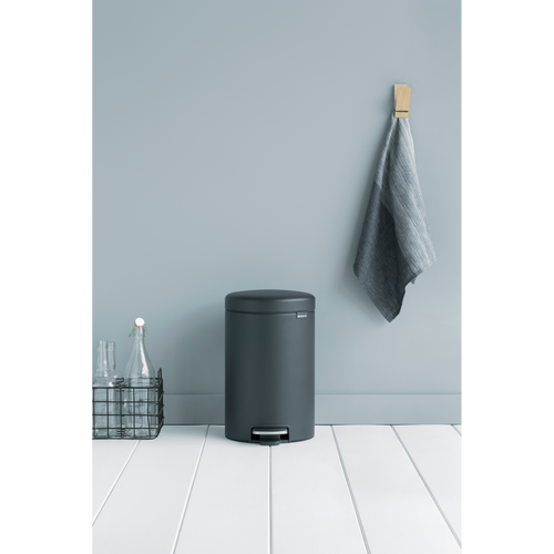 Brabantia NewIcon Pedaalemmer, 12 liter, kunststof binnenemmer - Mineral Infinite Grey