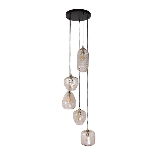 Giga Meubel Hanglamp Patch Pattern - Glas - 5-Lichts - 40x40x180cm - vtwonen shop