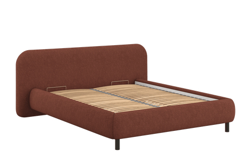 noo.ma Mumo gestoffeerd bed 180 x 200 cm - bouclé Brick Red, laag frame