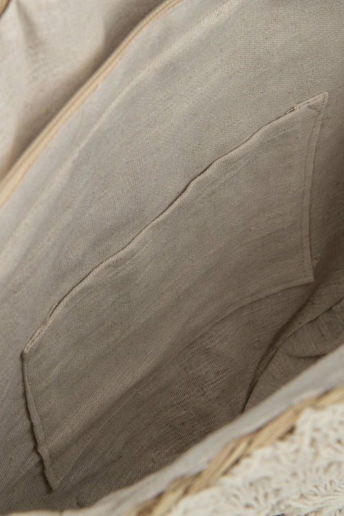 J-Line strandtas Rond + Kwast - zeegras - naturel/wit - vtwonen shop