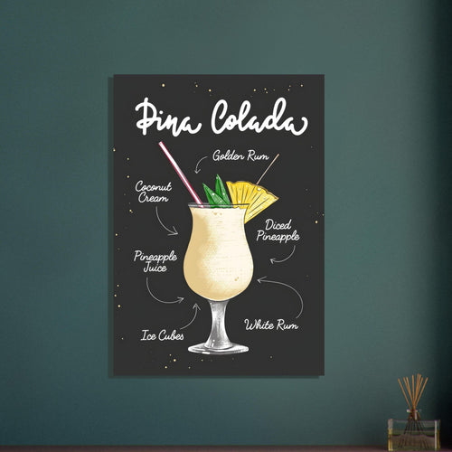 Artfulprints  Piña Colada cocktail – Illustratie   poster 50x70 cm