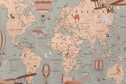 Canvas 60x40 Afdruk Wereldkaart - vtwonen shop