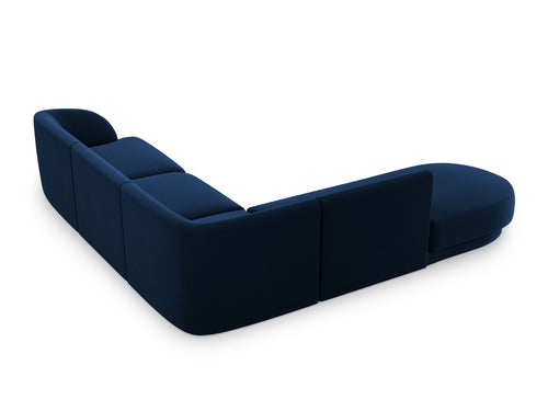 Micadoni linker hoekbank Miley 6-zits, flueel, koningsblauw - 248x255x70cm