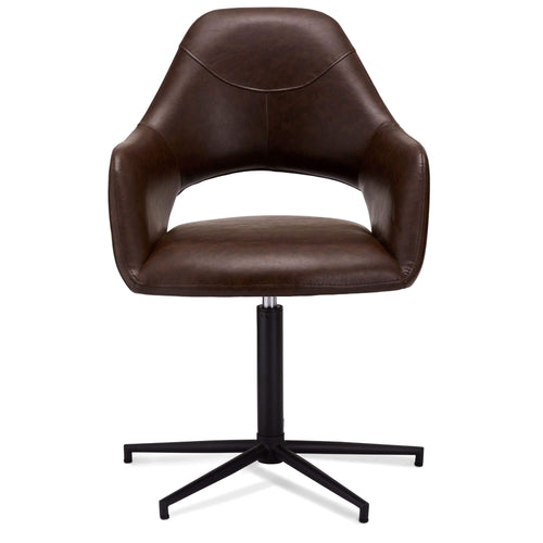 Furnhouse eetkamerstoelen armleuning Luna - Donkerbruin - Kunstleer - Set van 4