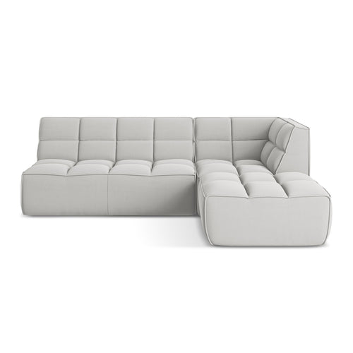LaMiaSofa Modulaire hoekbank rechts Belluno - velours - zilver - 258x178x75