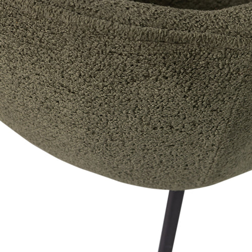 WOOOD eetkamerstoelen Leon - Bouclé - Bosgroen - Set van 6
