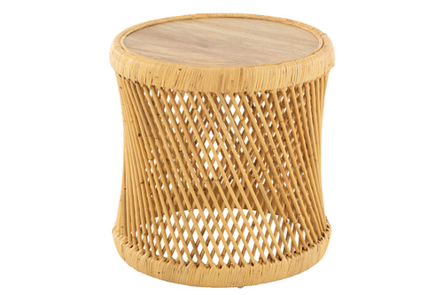 J-Line bijzettafel Cylindrisch - rotan - naturel - vtwonen shop