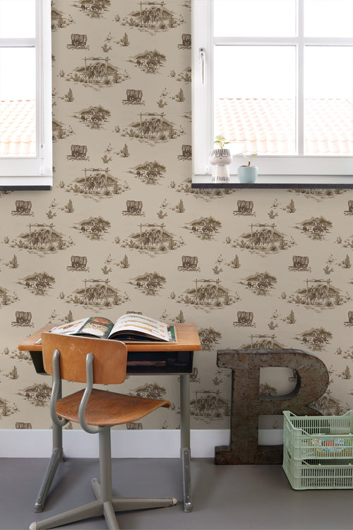 ESTAhome behang cowboys donker beige - 50 x 900 cm - 131410 - vtwonen shop