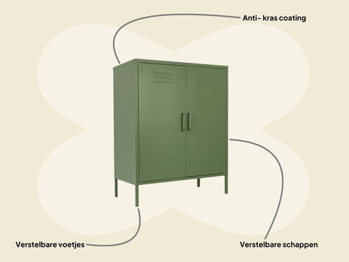 MaximaVida metalen lockerkast Finn 80 x 40 x 102 cm olijfgroen - 2 schappen