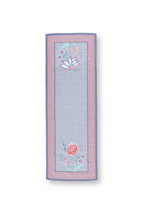 Pip Studio Flower Festival Tafelloper - Tafellaken - Blauw - 50x150cm - vtwonen shop