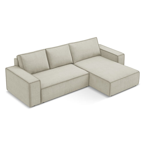 LaMiaSofa hoekbank rechts Livorno - textuurstof - lichtbeige - 290x185x82