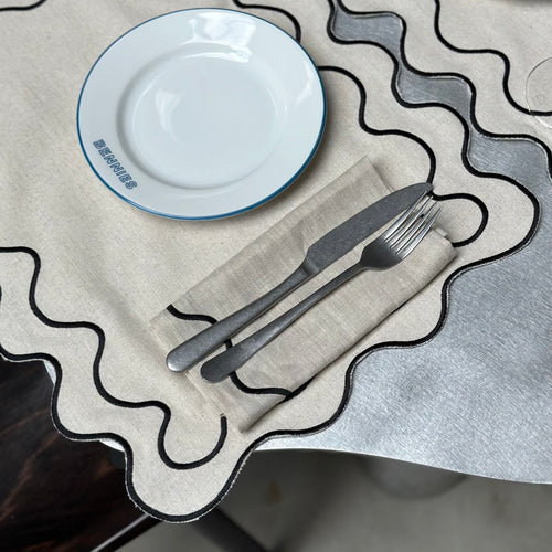 Kulu Club placemats Wavy - linnenmix - beige - set van 2 - vtwonen shop