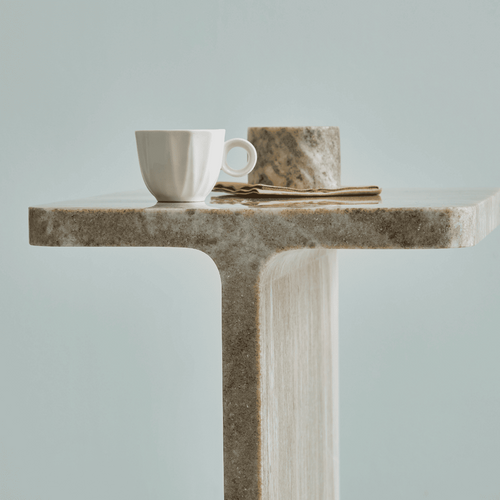 HYPPOLITE Bijzettafel van marmer - Beige - 31x38x46 cm