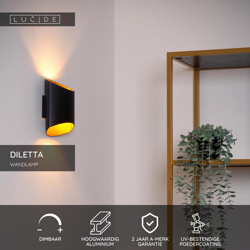 Lucide wandlamp DILETTA - 1xG9 - Zwart