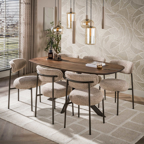 Giga Meubel Eettafel Arhus Solid - Deens Ovaal Bruin Hout - 180x95x77cm