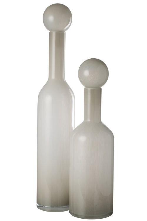 J-Line vaas fles + stop Effen - glas - wit - large