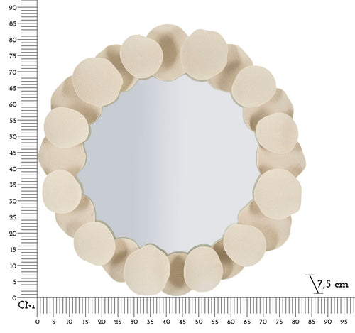 Rond metalen muurspiegel crème 85x7,5x85 cm