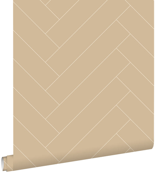 ESTAhome behang visgraat-motief donker beige - 50 x 900 cm - 139781 - vtwonen shop