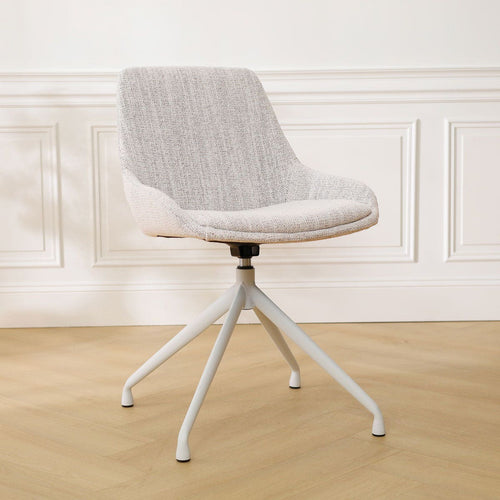 Nolon Nola-Isa Eetkamerstoel Beige Gemêleerd - Draaibaar Wit Onderstel - vtwonen shop