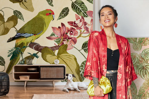 One Wall one Role fotobehang jungle-motief groen, beige, rood en grijs - 371 x 280 cm - AS-382441 - vtwonen shop