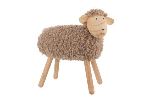 J-Line decoratie Schaap - hout/kunstbont - naturel/beige - large - vtwonen shop