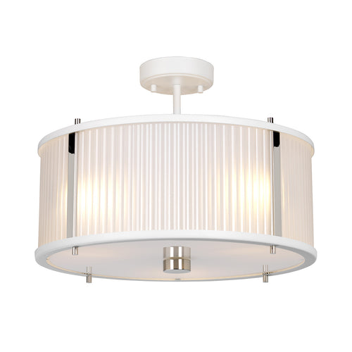 Corona cilindrische hanglamp met 3 lampjes, wit gepolijst nikkel