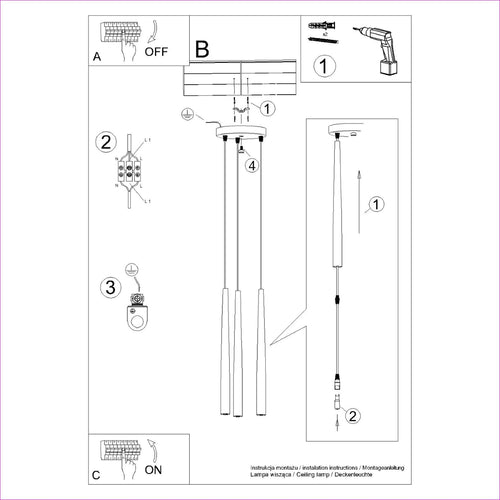 Sollux Lighting Staande lamp BLISS 3P zwart - 19,5x19,5x118cm
