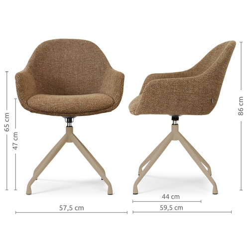 Nolon Nola-Mae draaibare eetkamerstoel bruin blend beige onderstel