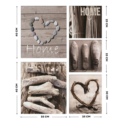 Art for the Home Canvas Set van 5 - Home Sweet Home - 80x60 cm - vtwonen shop
