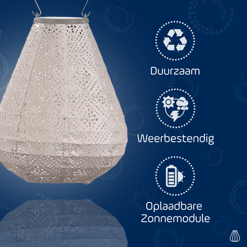 Lumiz solar lampion - topaze tulip - 20 cm - licht taupe - vtwonen shop