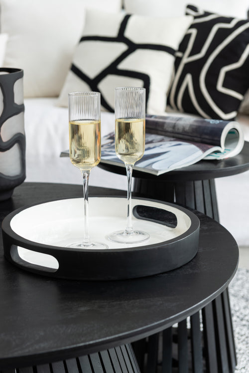 J-Line plateau Vik - dienblad - hout - zwart/wit - small - 2 stuks - vtwonen shop