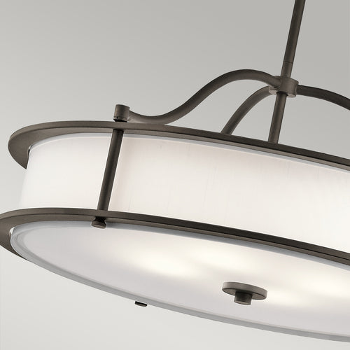 Elstead Emory - Semi-Flush Round Plafond Hanglamp Pewter, 4 Lichten, E27