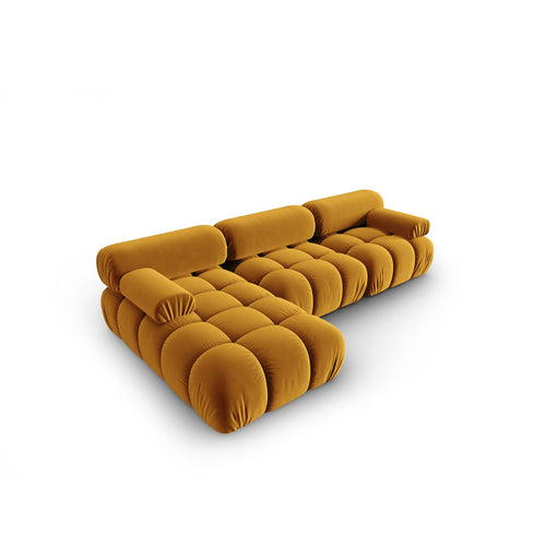 Cosmopolitan Design - Modulaire hoekbank links Cortina 4-zits, flueel geel - 155x282x70cm