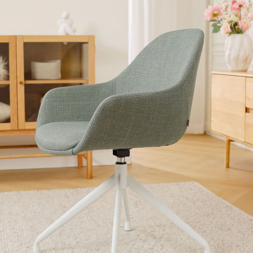 Nolon Nola-Mae Eetkamerstoel Saliegroen - Draaibaar Wit Onderstel - vtwonen shop