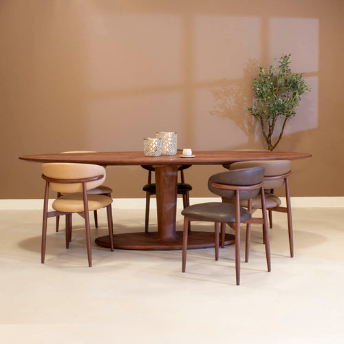 DÉJA Living Eettafel Xàtiva - Ovaal Donkerbruin Mangohout - 200x100x76cm