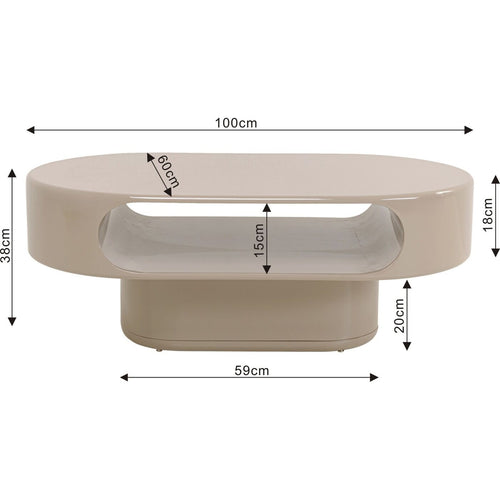 Kare Design Salontafel Groove taupe 100x60cm