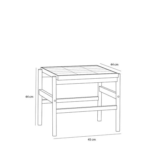 Hübsch bijzettafel Tile - mdf/eikenfineer/eiken/tegels - 45x50xh44cm