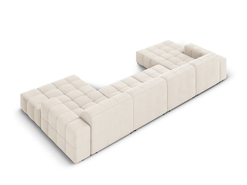 Cosmopolitan Design Panoramische bank Chicago 6-zits, flueel lichtbeige - 167x375x78cm
