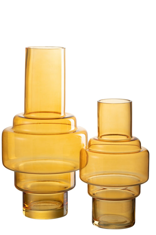 J-Line vaas Rino - glas - oker - large - 36 cm hoog