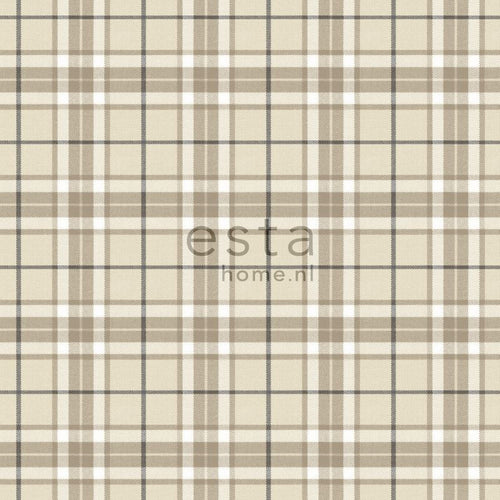 ESTAhome behang ruiten beige en bruin - 53 cm x 10.05 m - 137723