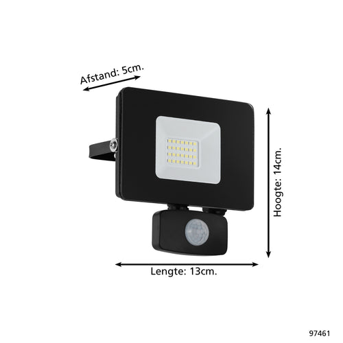 EGLO wandlamp buiten Faedo 3 - 14 cm - beweginssensor - zwart